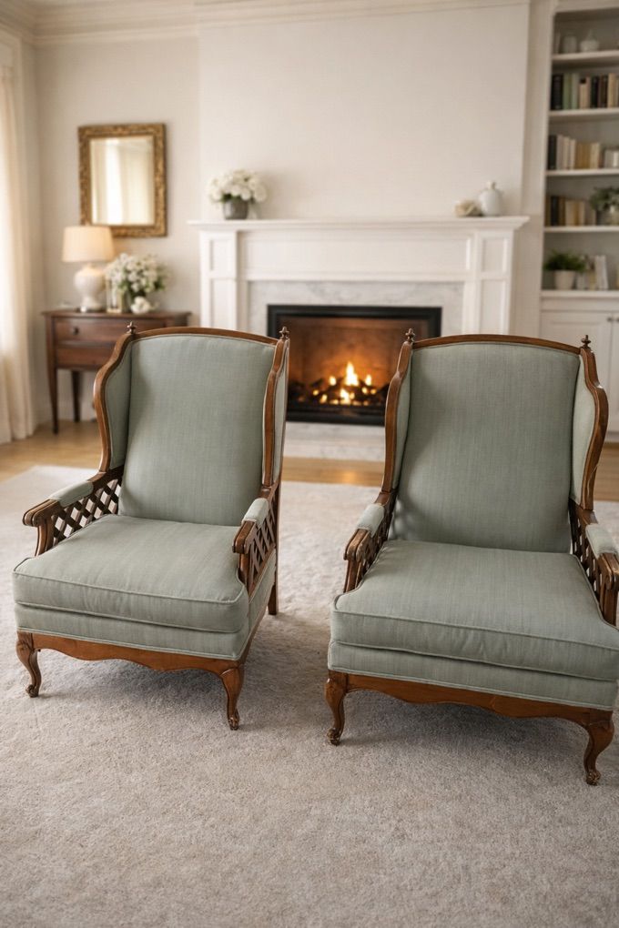 Vintage French Provincial Accent Chairs Pair