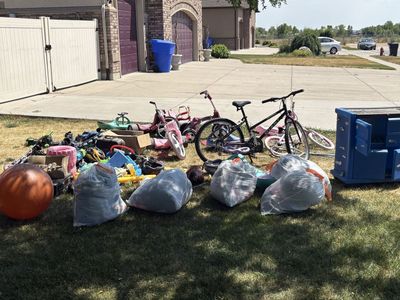 Take All. Bikes, Skates, Helmets, Water Guns, Scooter, power wheel motors, bowling ball and shoes, women and teen boy clothes
