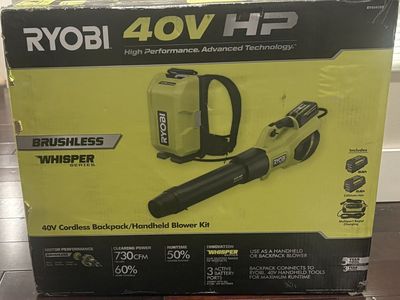 NEW Ryobi 40V HP 190 MPH 730 CFM Leaf Blower and Backpack Battery