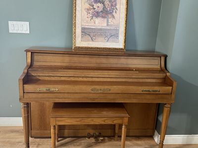 Wooden Upright Piano with Bench
