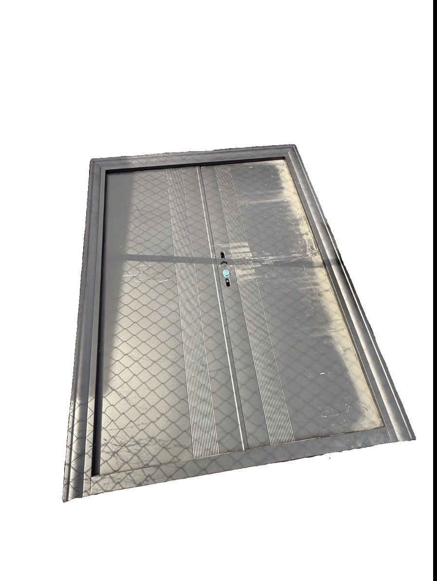 Modern Steel Double Security Door - Gray, 72x80 inches, Durable Entrance