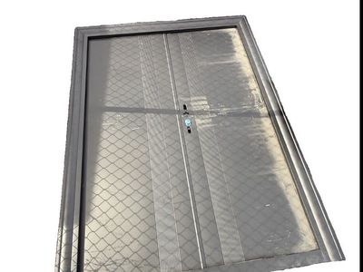 Modern Steel Double Security Door - Gray, 72x80 inches, Durable Entrance