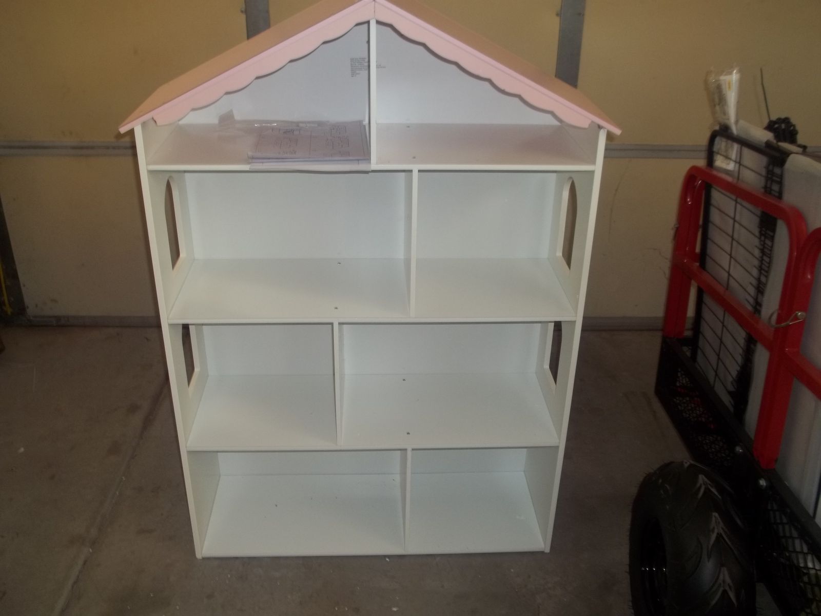 Dollhouse Bookcase with Pink Roof