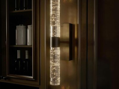 NEW Crystal Battery Operated Wall Sconce, Black Rechargeable Wireless Wall Light Fixtures with Remote Control, 3CCT and 12 RGB