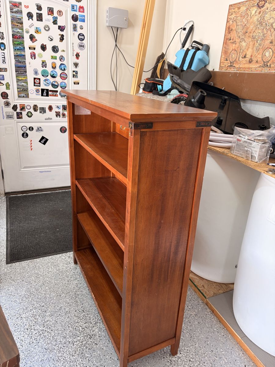 Vintage Wooden 4-Shelf Bookcase - Warm Cherry Finish Storage Unit