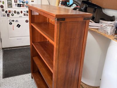 Vintage Wooden 4-Shelf Bookcase - Warm Cherry Finish Storage Unit