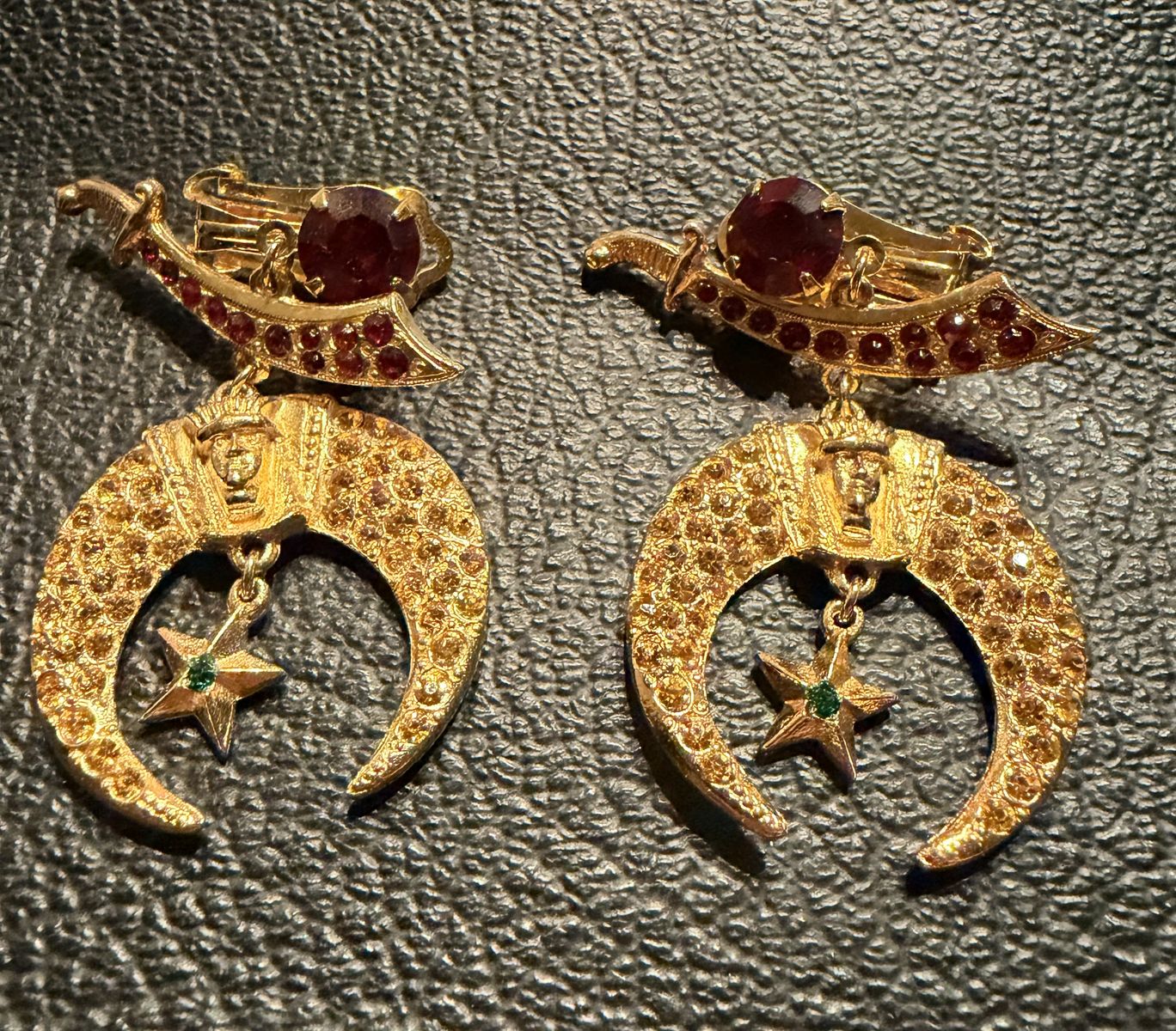 Vintage Collectable Masonic Shriner Dazzler Clip-on Earrings