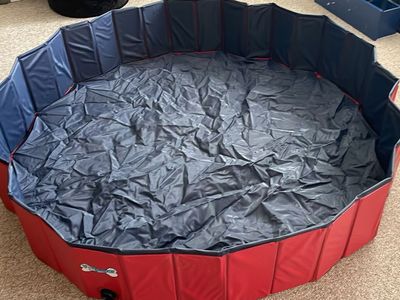 V-HANVER Foldable Dog Pool Collapsible Heavy Duty PVC Pet Pool Bath Tub for XLarge Dogs and Puppies, 63 X 12 inch