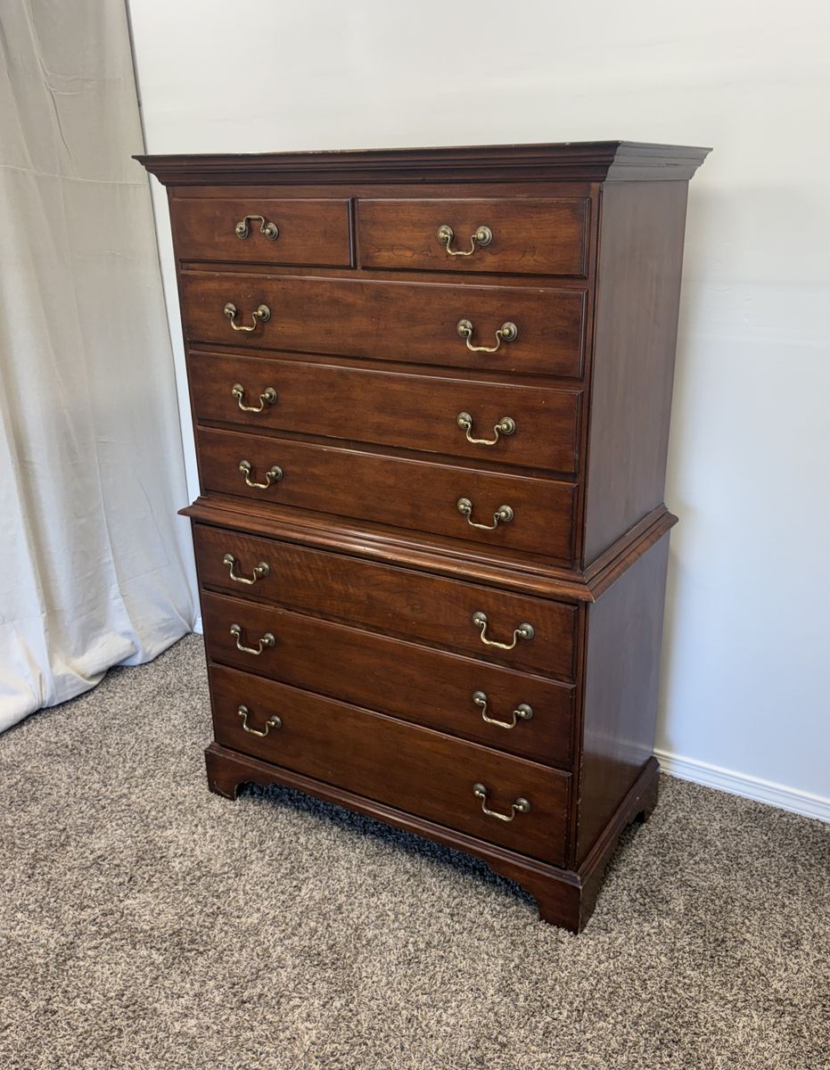 DELIVERY - SOLID HARDWOOD Tall Chest of 8 Drawers - Traditional Black Cherry Highboy Dresser - VA Galleries (2005)