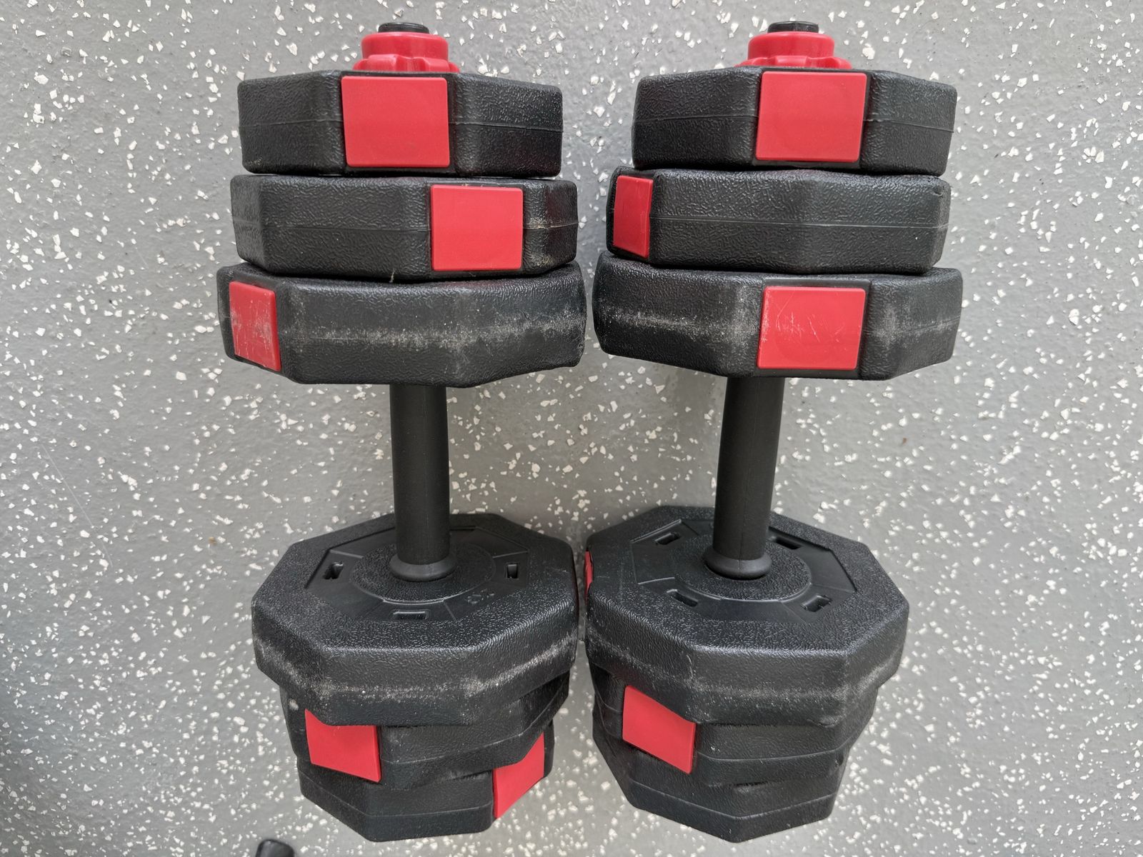 Adjustable Dumbbells Set (Pair) with Red Tabs - Versatile Home Gym Weight Training Equipment