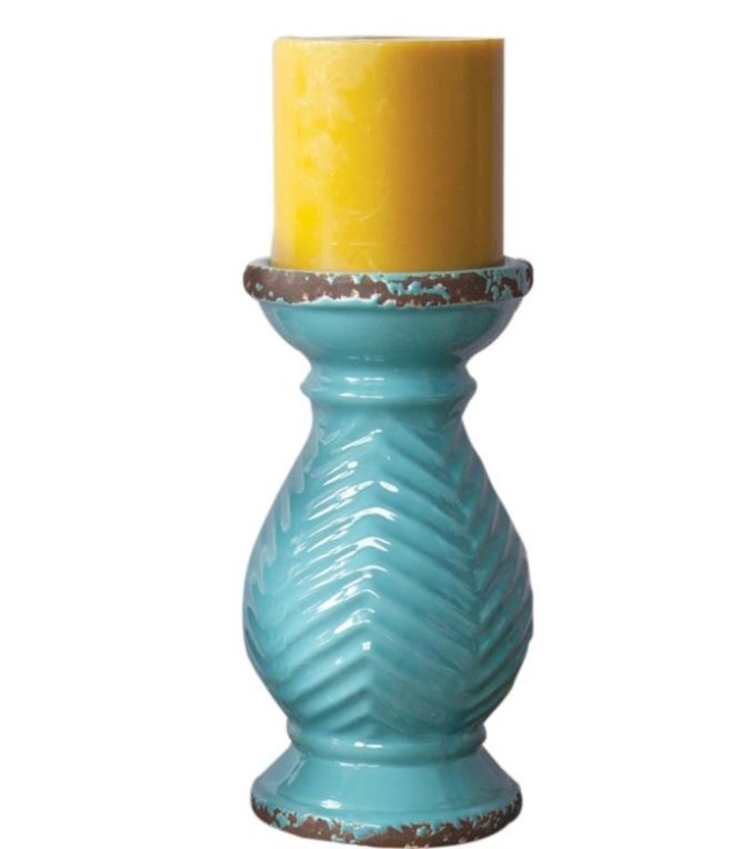 New In Box Earth Ceramic Candle HoldersTurquoise Small