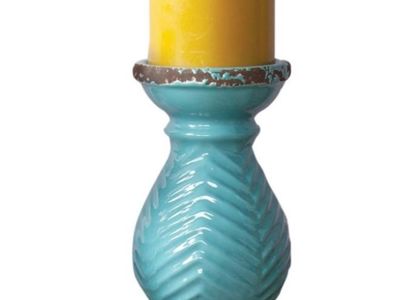 New In Box Earth Ceramic Candle HoldersTurquoise Small