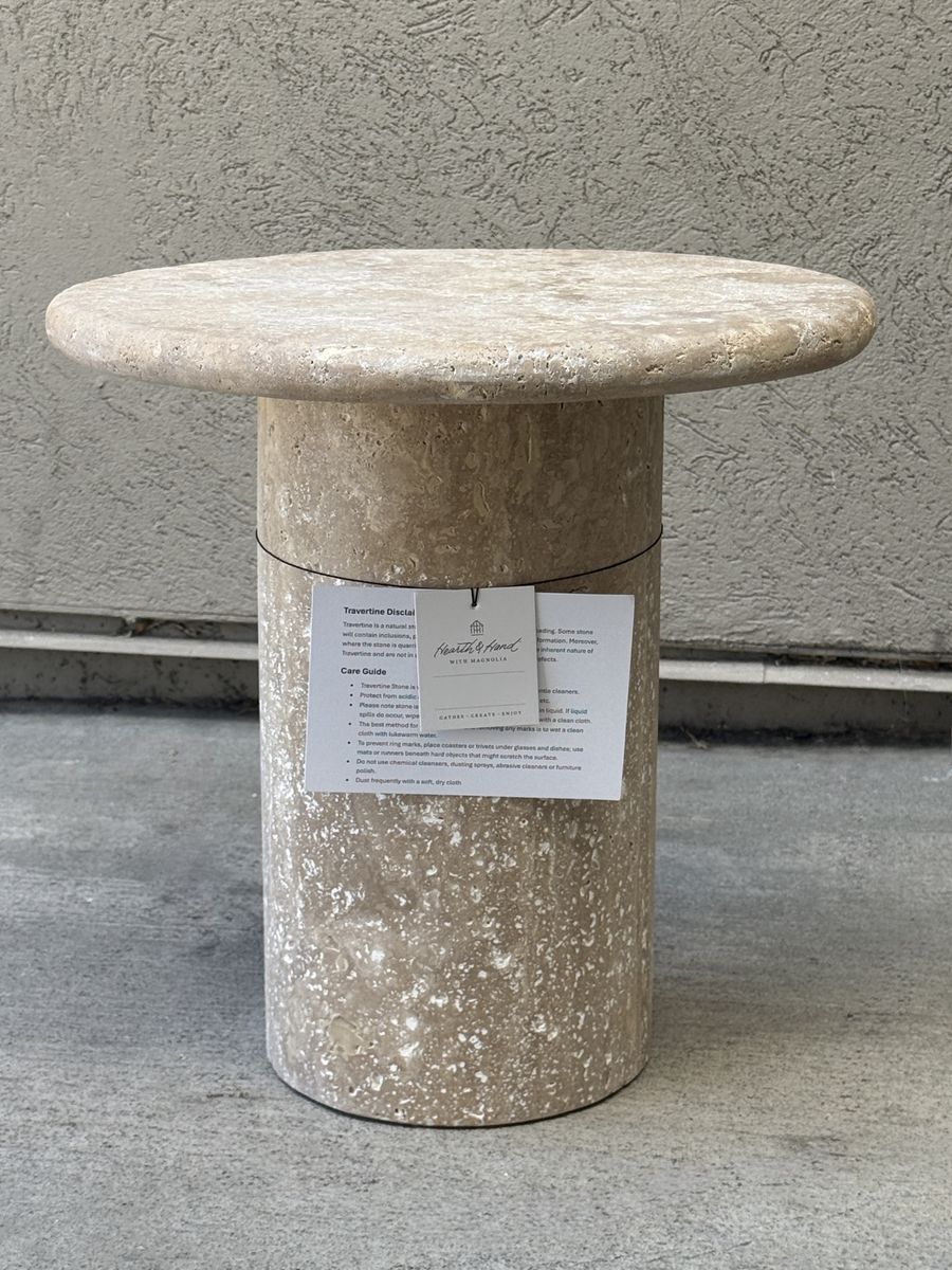 Hearth & Hand with Magnolia Travertine Stone Accent Side Table