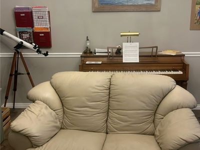 Cream Leather Sofa and Matching Loveseat Set