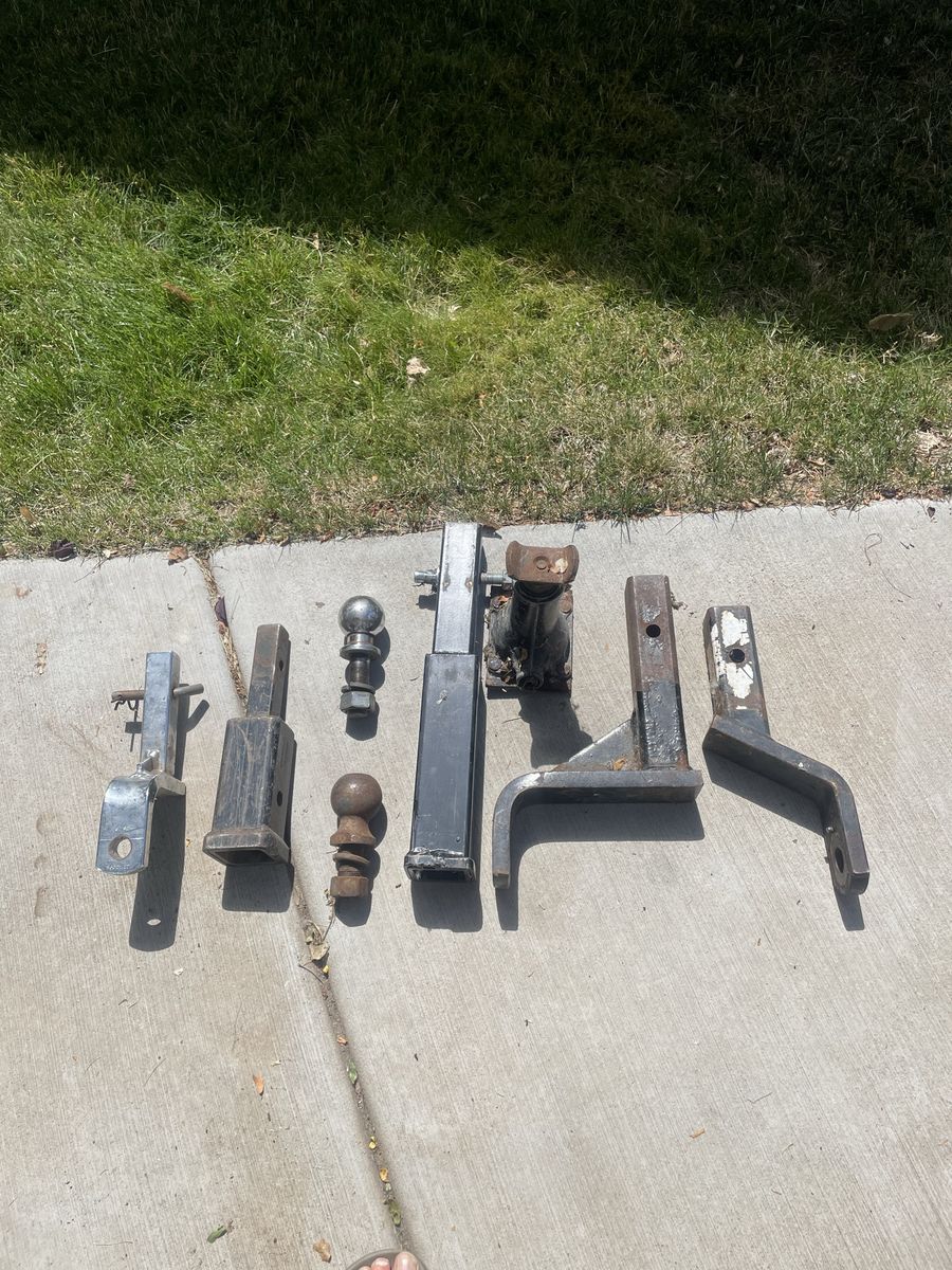 Assorted Trailer Hitch Balls, Mounts, and Receivers - Used Towing Accessories