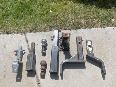 Assorted Trailer Hitch Balls, Mounts, and Receivers - Used Towing Accessories