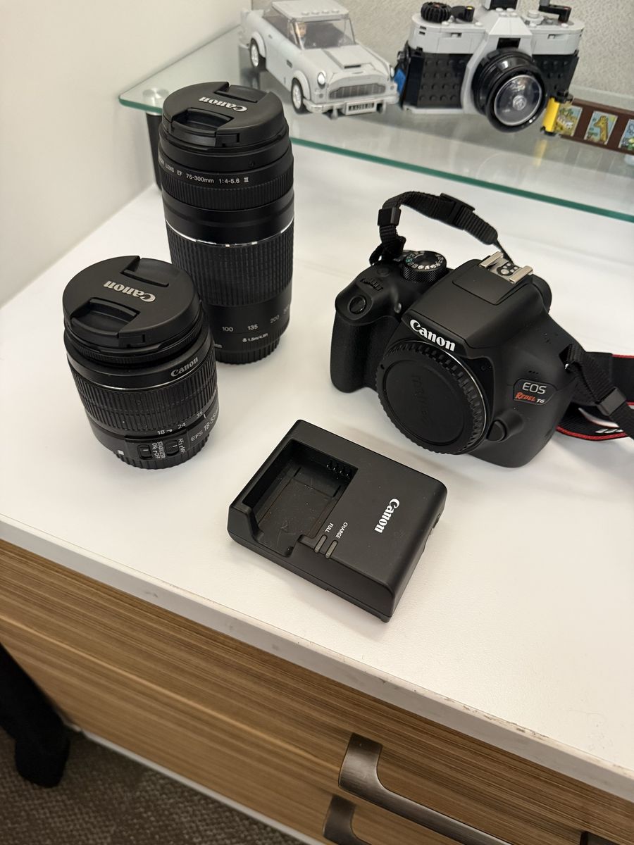 Canon EOS Rebel T6 DSLR Camera with Two Lenses and Charger