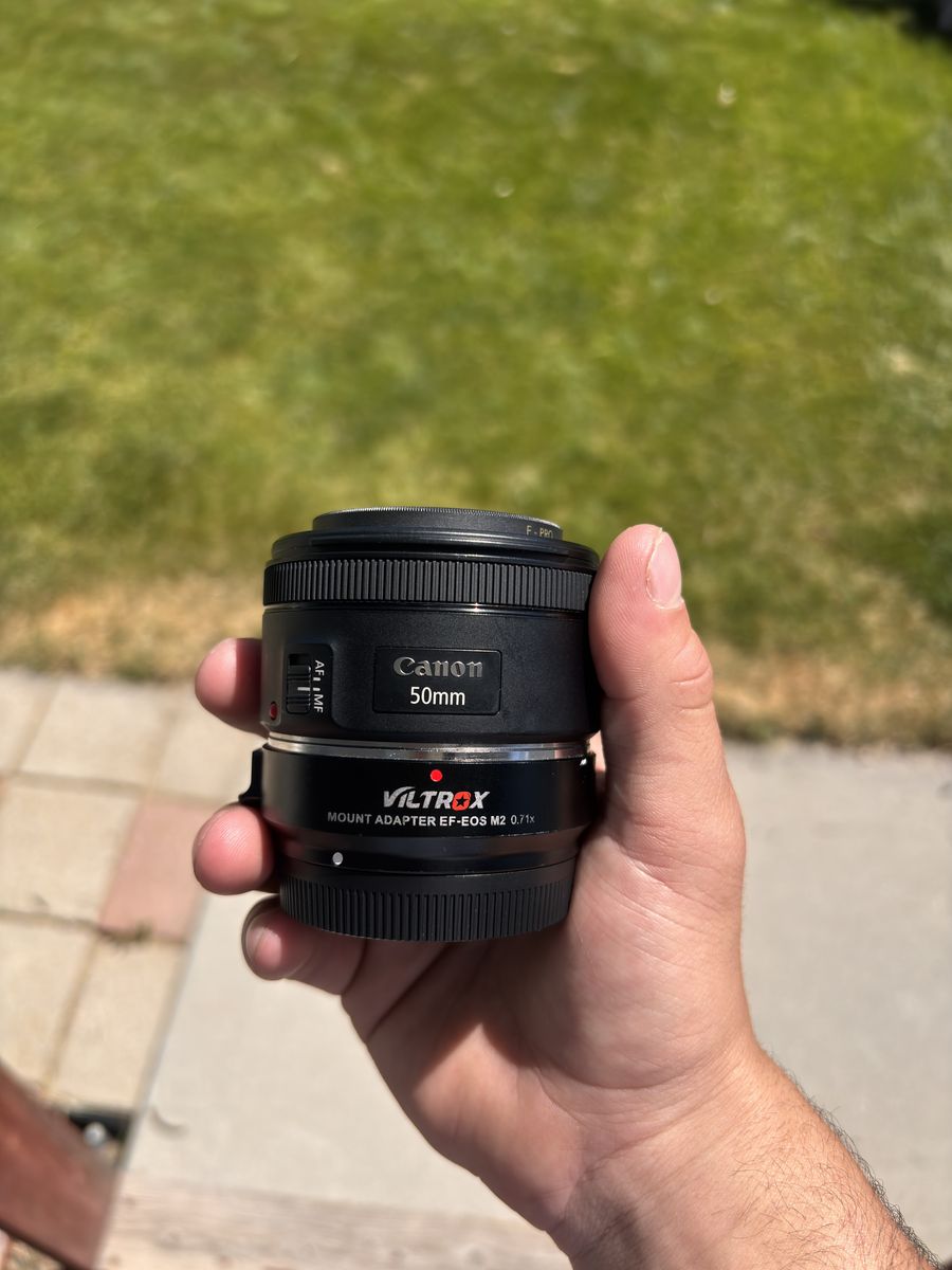 Canon EF-EOS M adapter + Canon EF 50mm 1.8 Prime lens