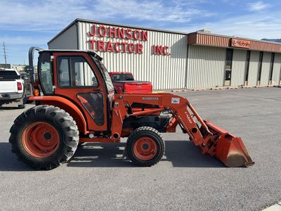 Kubota L4630 HST with Cab, Loader Bucket, & Snow Pusher