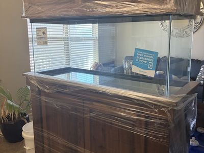 Aqueon 75 Gallon Glass Aquarium with Driftwood brand Wooden Stand and Canopy