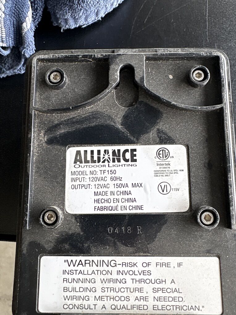 Alliance Outdoor Lightng Transformer