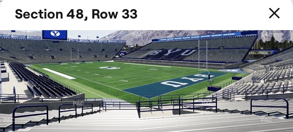 3 BYU vs Utah Tech football tickets section 48 row 33