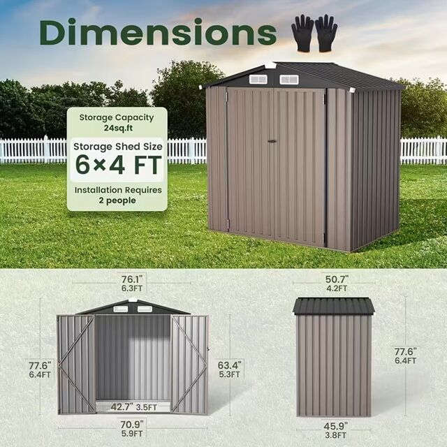 6x4 Shed | Heavy-Duty Outdoor Metal Storage Shed with Floor