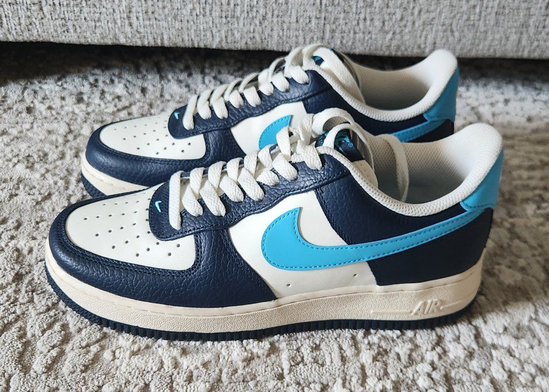 Nike Air Force 1 Low Midnight Navy Light Blue White Sneakers Men's Size 7.5