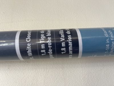 White Closet Rod 6 ft (1.8 m) 1-1/4 in. Diameter