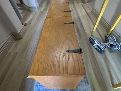 Wooden Storage Bench with Hinged Lids - 52" Long