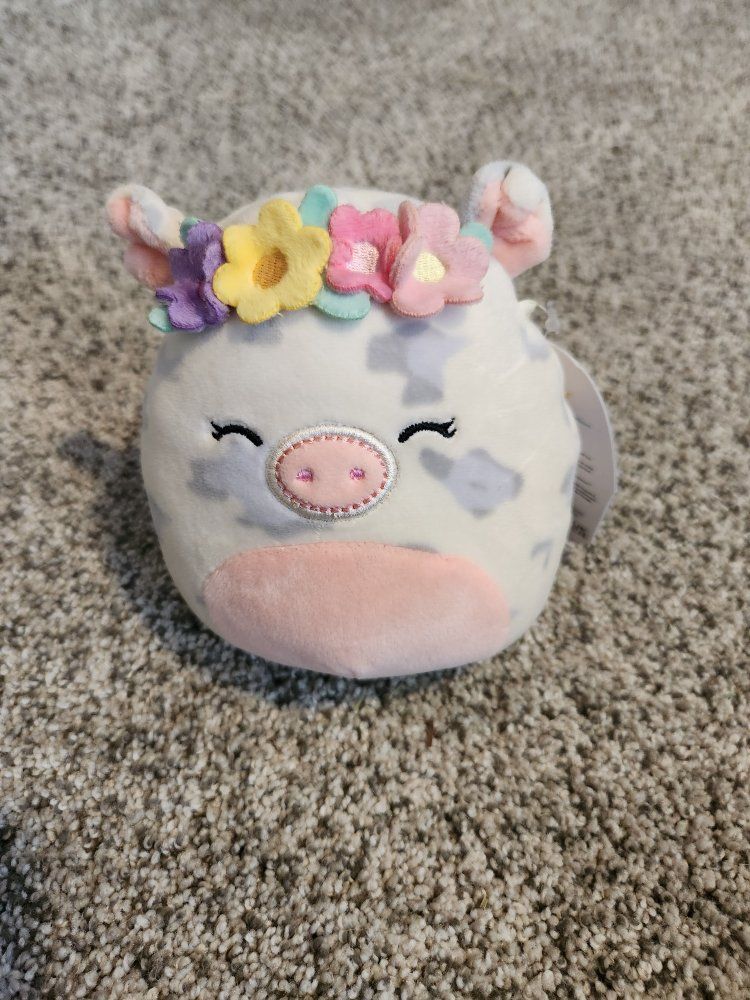 Squishmallows Rosie the Pig Cow Plush Stuffed Animal with Flower Crown - 5 Inch