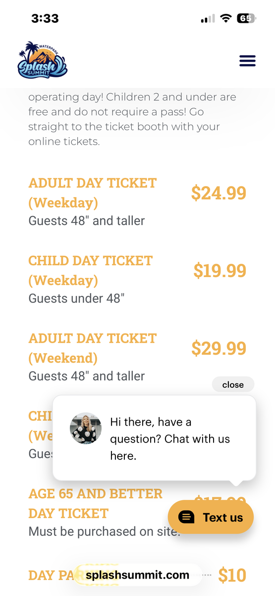 Two Splash Summit Adult Day Passes