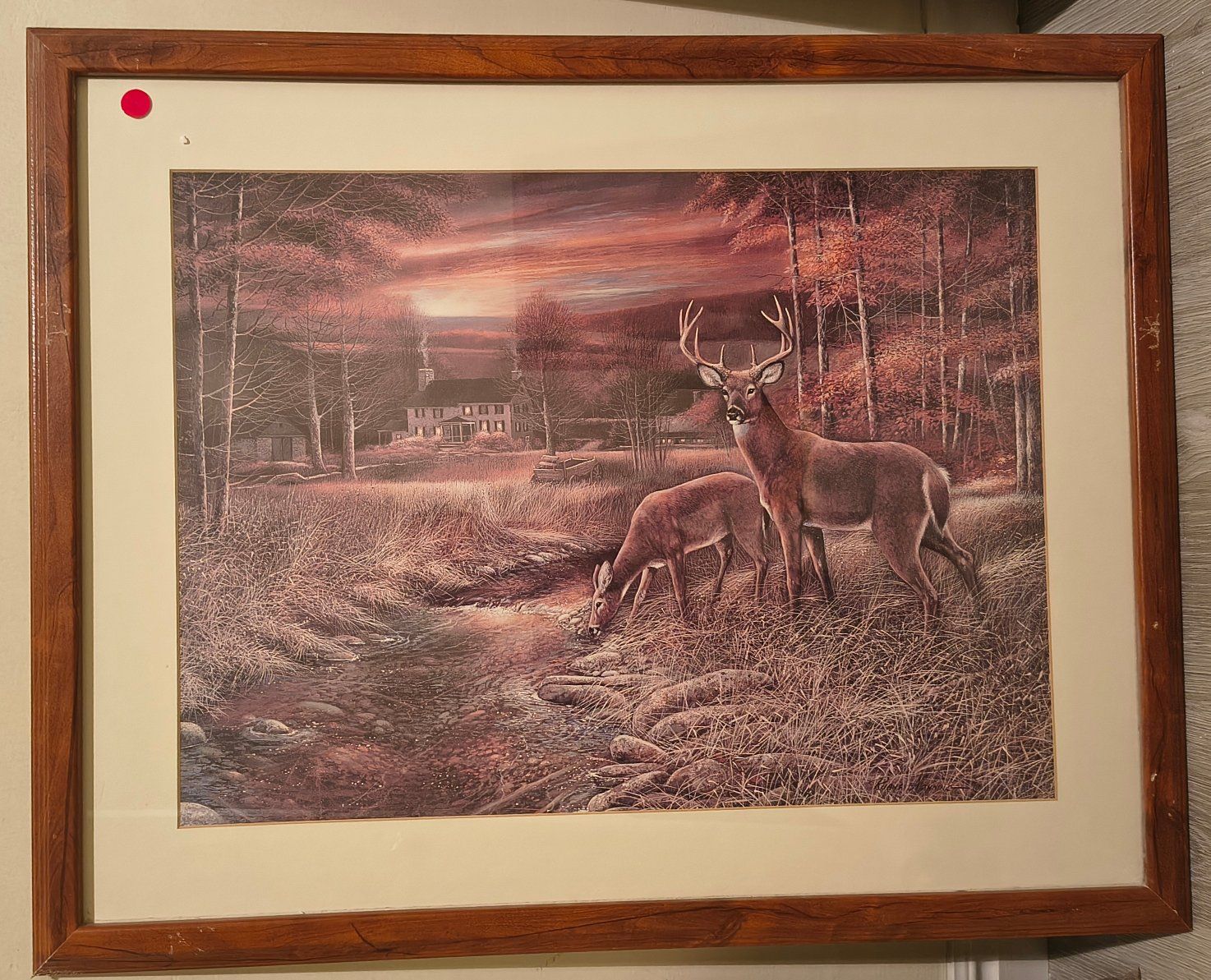 Framed Wildlife Deer Print Artwork with Wooden Frame