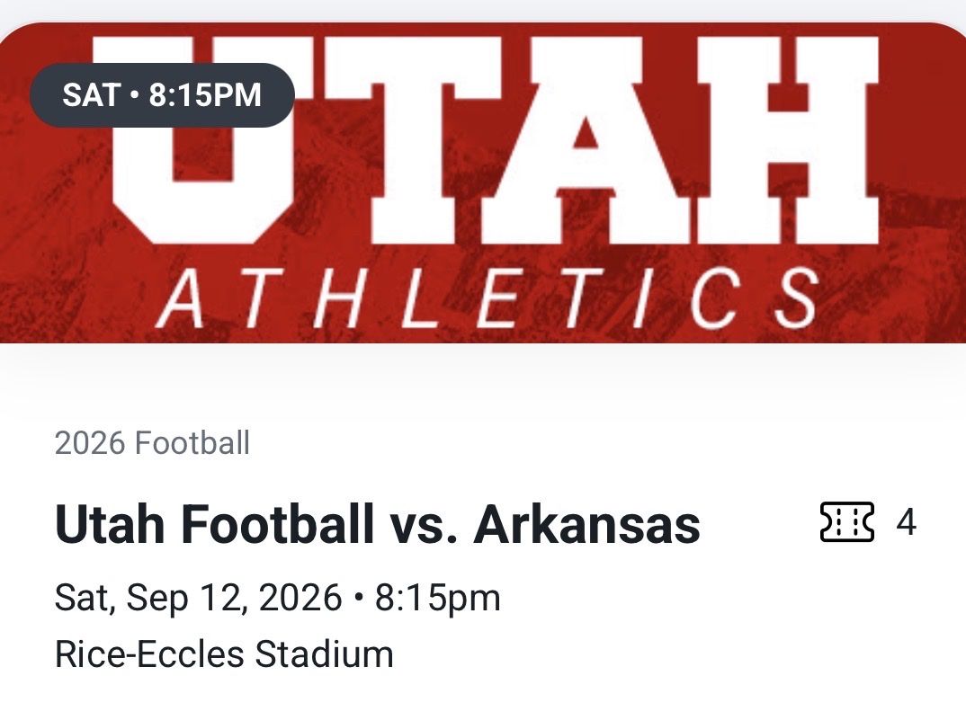 Utah Football vs Arkansas (4 tickets)