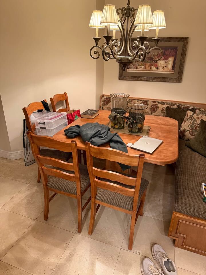 Solid Wood Dining Table with 4 Chairs