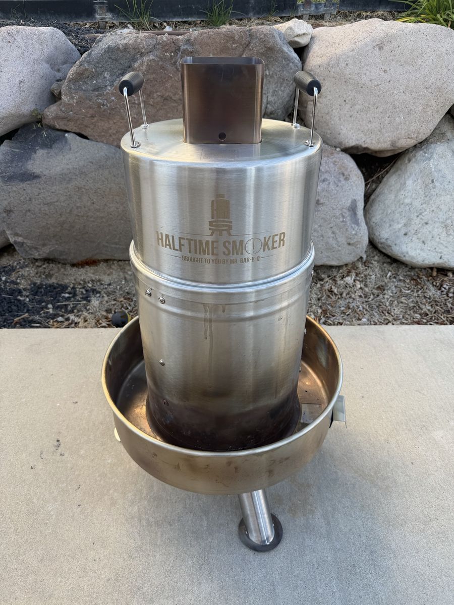 Halftime Smoker by Mr. Bar-B-Q Stainless Steel Vertical Smoker with Cover