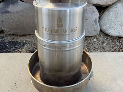 Halftime Smoker by Mr. Bar-B-Q Stainless Steel Vertical Smoker with Cover
