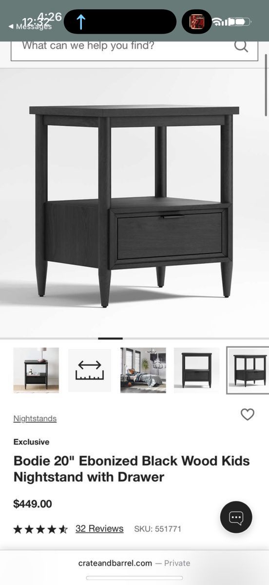 Crate & kids Black Night Stand