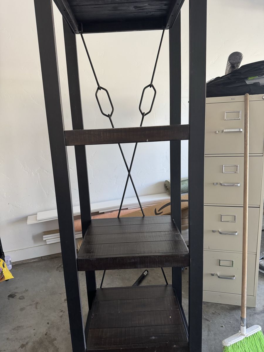 4 Tier Bookshelf,Rustic Brown Industrial Book Shelf, Wood and Metal Deep Bookcases Bookcase for Living Room