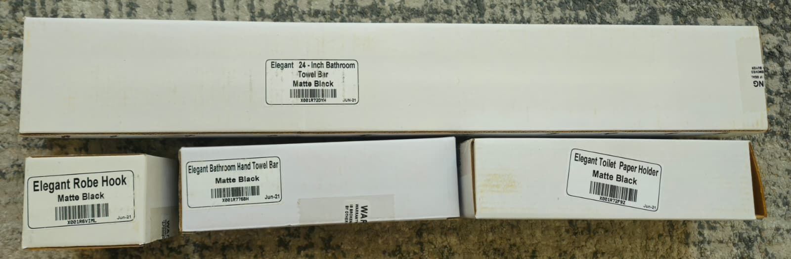 Elegant Matte Black Bathroom Hardware – 4-Piece Set– New