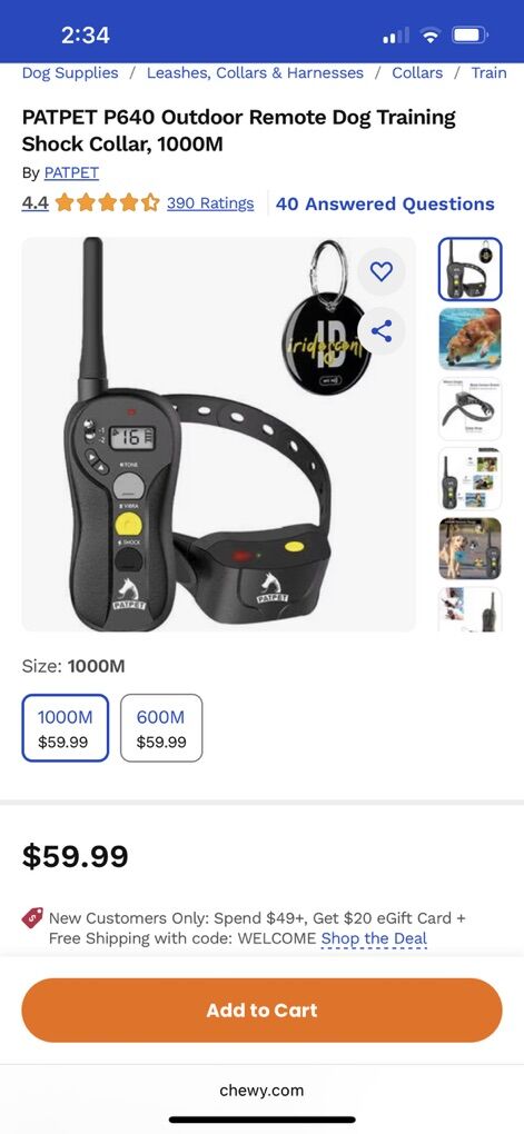 Patpet Dog Shock Collar For Med-Large Dogs