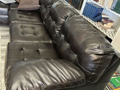 Dark Brown Faux Leather Couch