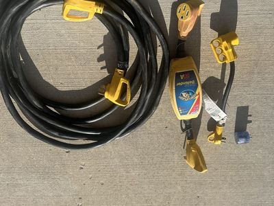 Camco Power Grip Power Defender 50A RV Surge Protector & 25ft 50 Amp Extension Cord