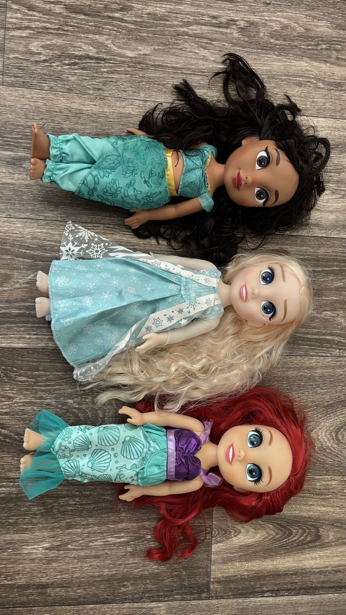 Disney Princess Dolls: Jasmine, Elsa, Ariel (Set of 3)