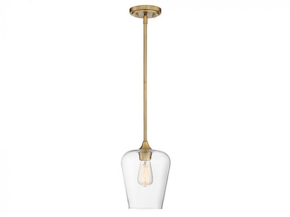 Transitional/ Modern Traditional Single Light Pendant in Brass