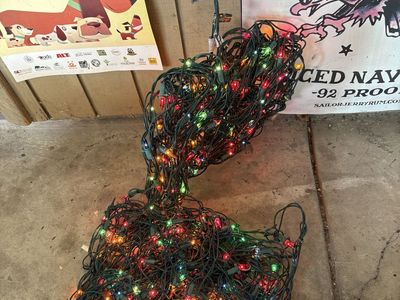 Christmas lights, ornaments, decorations, and wrapping paper bundle