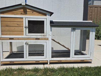 Outdoor Wooden Rabbit Hutch & Small Animal Coop with Run