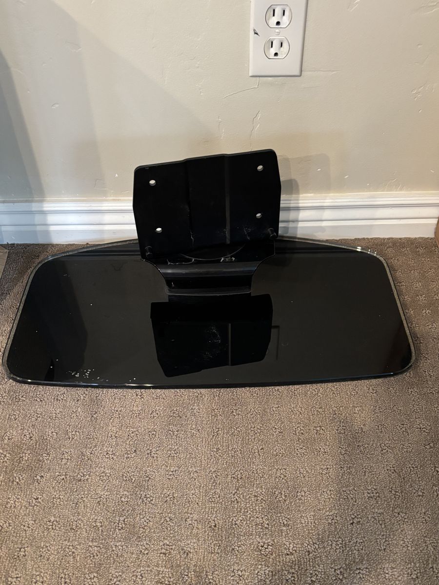Black Glass TV Stand Base Mount Universal Tabletop Replacement for Flat Screen TVs