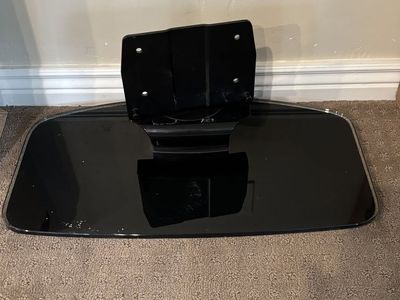 Black Glass TV Stand Base Mount Universal Tabletop Replacement for Flat Screen TVs