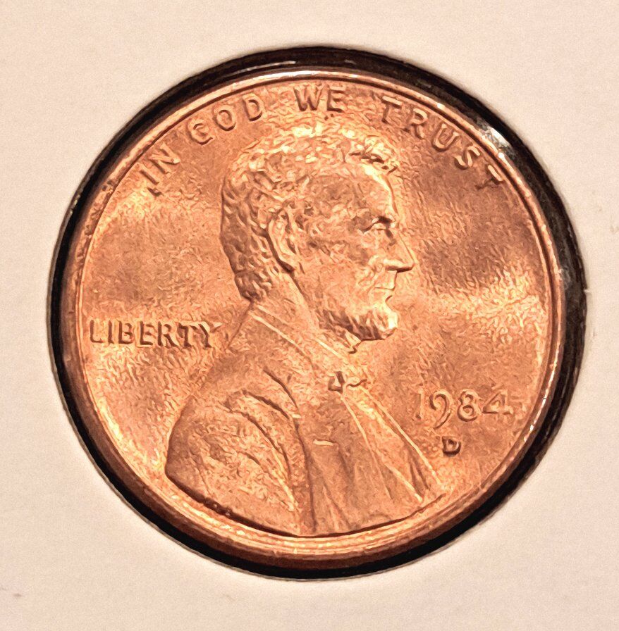1984 D Penny - Uncirculated Bright Red Color